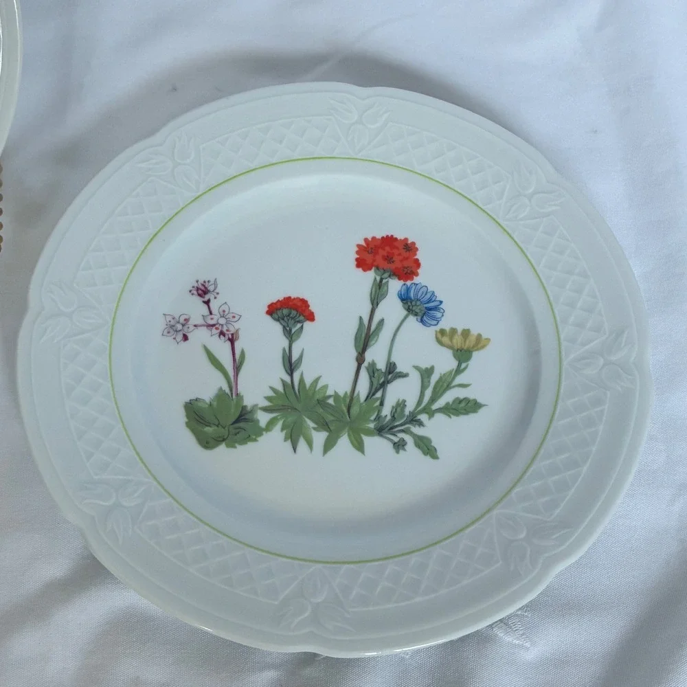 2 Louis Lourioux Plates France French Country Wildflower Cottage Shabby Chic